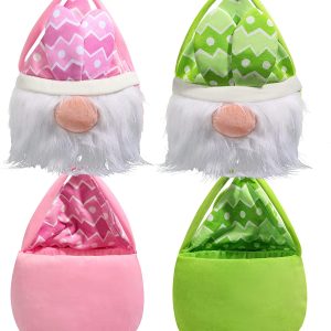 2pcs Plush Gnome Easter Basket with Furry Bunny Ears
