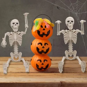 2pcs Posable Halloween Skeleton Decorations 16in