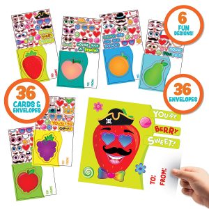 Make-a-face Valentine Cards With Fruit Design