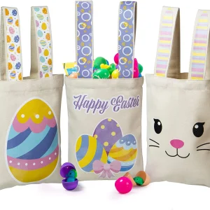 3Pcs Easter Adorable Cream Color Canvas Handbag