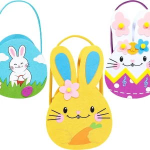 3Pcs Easter Felt Bunny Tote Bag with Handle