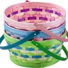 3Pcs Easter Woven Basket with Tricolor Grass Paper Shred
