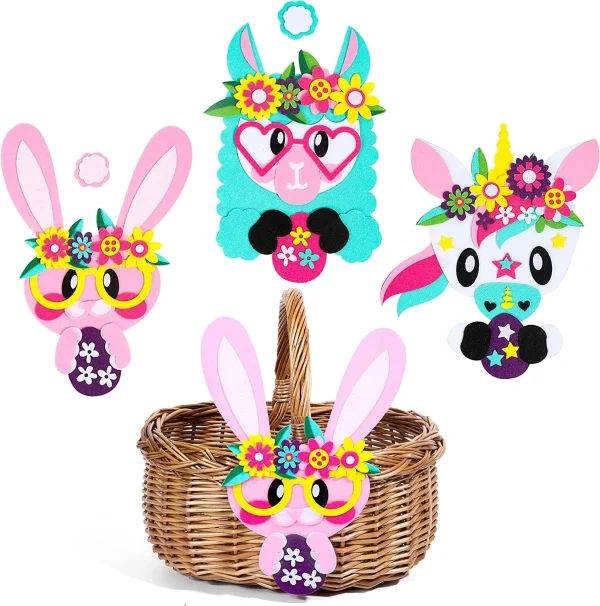 3Pcs Easter Basket Adhesive Decorative Crafts Kits
