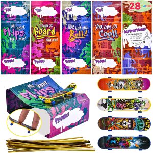 Valentines Day Cards with Finger Skateboards, 28 Pcs