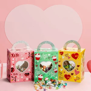 24Pcs Valentines Day Treat Boxes with Heart-Shaped Window