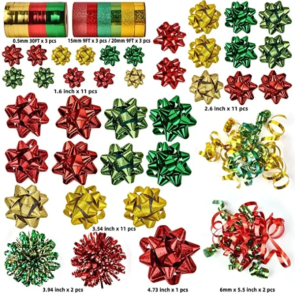 47pcs christmas gift Wrapping Assorted Gift Ribbon Bow
