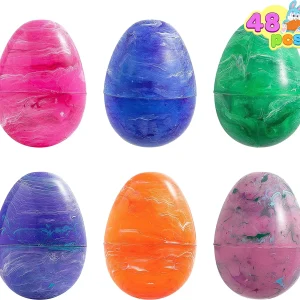 48Pcs Marble Iridescent Colorful Easter Egg Shells 2.3in