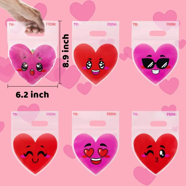 48Pcs Valentine Cellophane Bags with Hearts Design