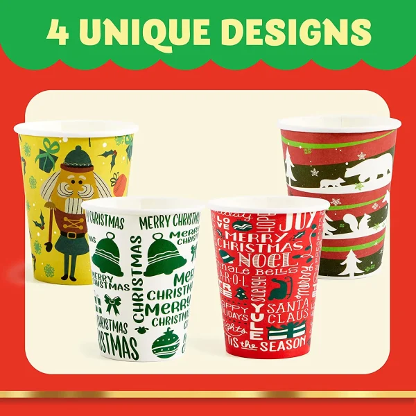 48pcs Paper Disposable Christmas Cups 9oz