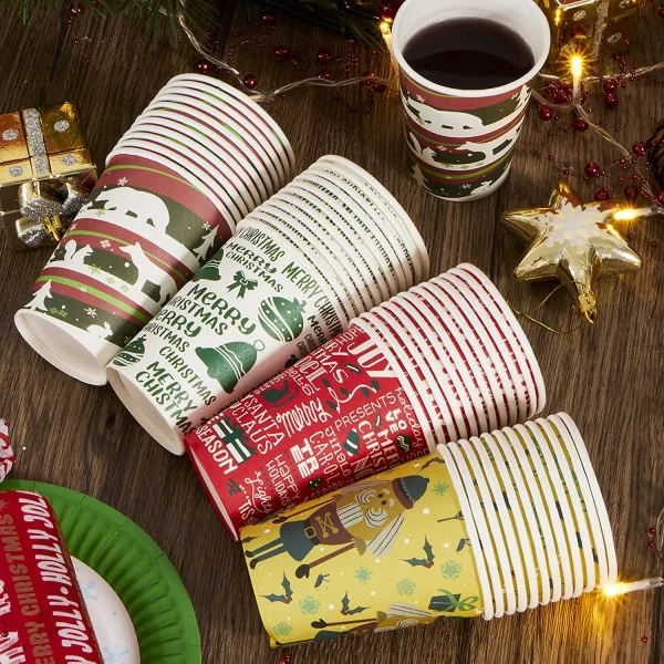 Cute 48pcs Paper Disposable Christmas Cups 9ounce