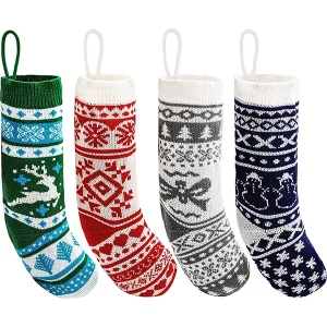 4pcs Multicolor Knit Christmas Stockings 18in