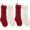 4pcs Red and White Christmas Knit Stockings 18in