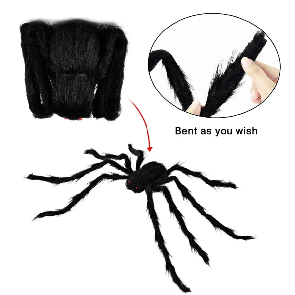 5pcs Realistic Hairy Halloween Spider Decoration