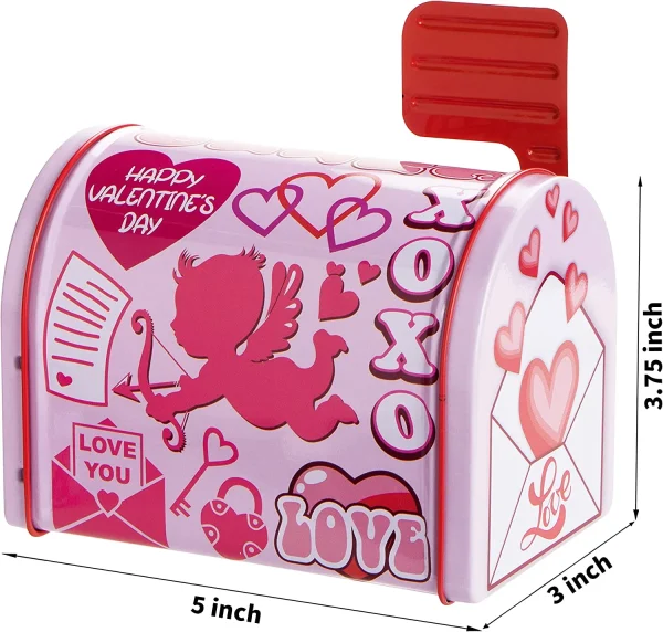 6Pcs Mini Tin Mailbox with 24Pcs Valentines Day Cards for Kids-Classroom Exchange Gifts