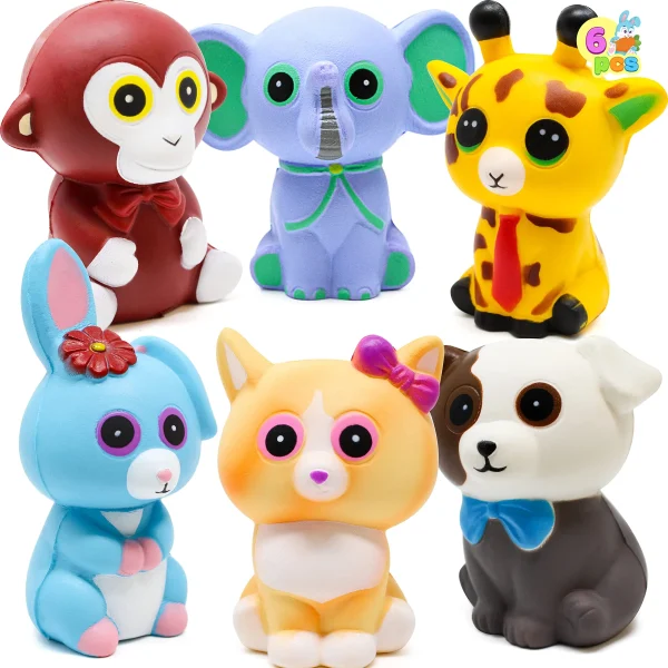 6Pcs Animals Squishy Stress Toys Prefilled Easter Eggs 3.9in