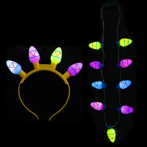 6Pcs Easter Egg LED Light Up Headband and Necklace