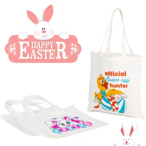 6Pcs Easter Reusable Canvas Grocery Bags