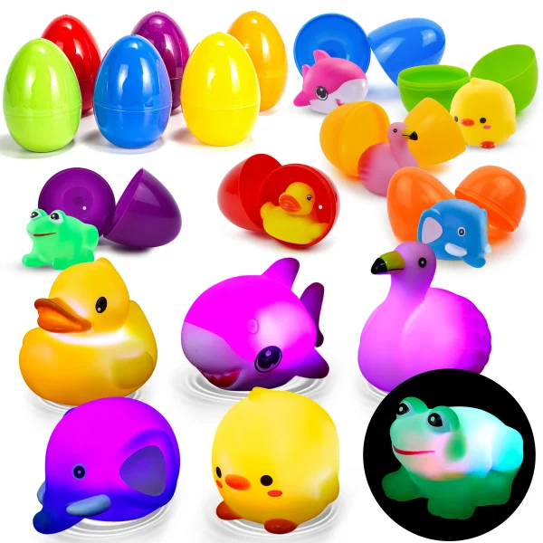 6Pcs Light Up Bath Toys Prefilled Easter Eggs