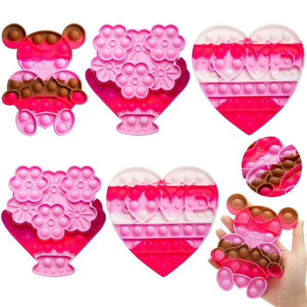 6Pcs Valentine`s Day Push Bubble  Toys