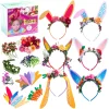6Pcs DIY Easter Flower Crown Bunny Ears Headband Craft Kits