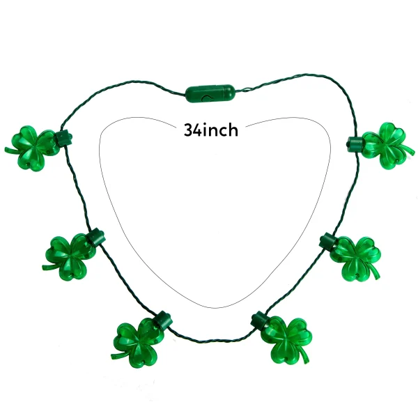 St Patrick's Day LED Shamrock Necklace Set, 6 Pcs