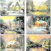 72pcs Snowy Town Christmas Greeting Cards