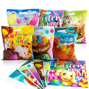 72Pcs Big Size PE Easter Bags with 6 Designs