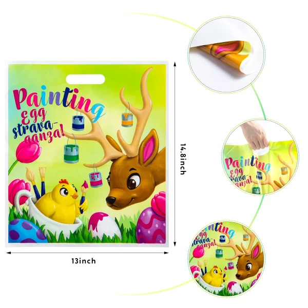 72Pcs Big Size PE Easter Bags with 6 Designs