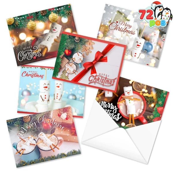 72pcs Christmas Marshmallow Holiday Cards