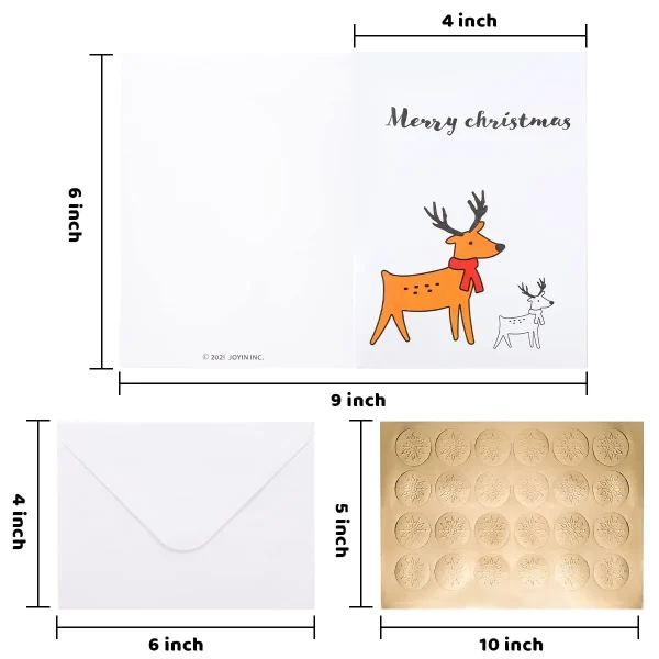 72pcs Merry Christmas Greeting Card with Envelopes