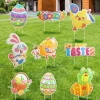 9Pcs Cute Easter Characters Outdoor Yard Sign Decorations