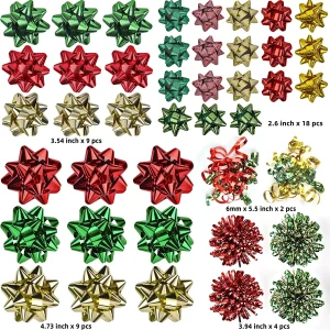 42pcs Assorted Self Adhesive Christmas Gift Bows