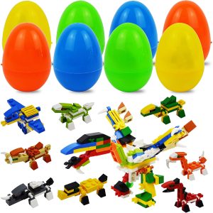 12 Pieces Pre Filled Easter Eggs with Dinosaur Building Blocks