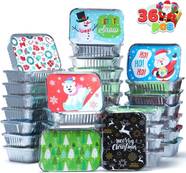 High Quality 36pcs Rectangle Disposable Christmas Cookie Tins
