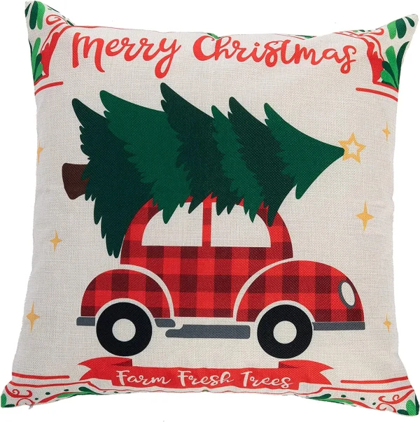 4pcs Rustic Farmhouse Christmas Pillow Covers 18x18in