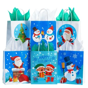 24pcs Paper Christmas Gift Bags With Handles