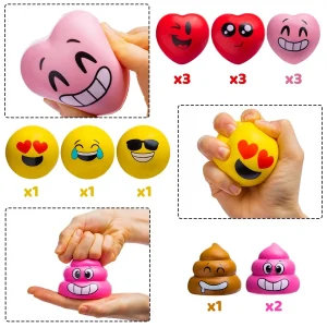 15pcs Valentines Day Heart Smile Face and Emoji Stress Ball