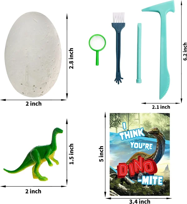 12Pcs Excavation Egg Dinosaur Toys with Valentines Day Cards
