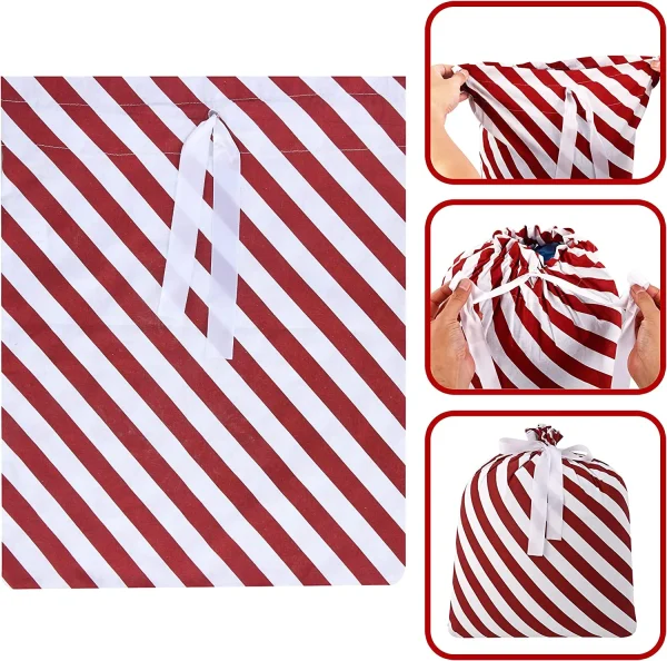 6pcs Red Christmas Fabric Gift Bags
