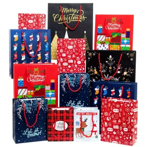 18pcs Christmas Gift Bags Bulk Set