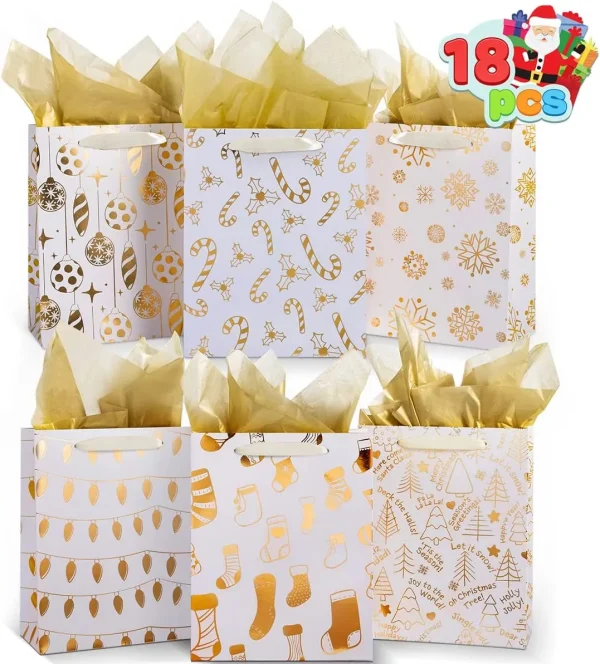 18pcs Gold Foil christmas gift Bags