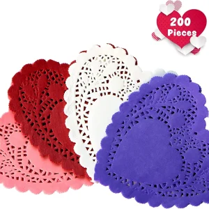 200Pcs Valentines Day Heart Doilies