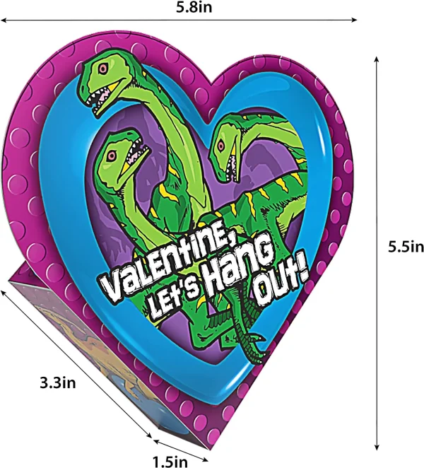 12Pcs Kids Valentines Cards with Dinosaur Building Blocks