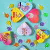 28Pcs Bubble Wand Necklaces with Valentines Heart Boxes and Valentines Day Cards
