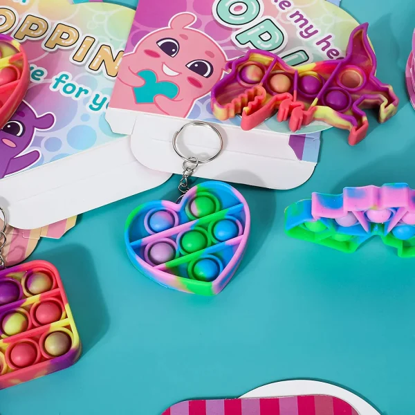 24Pcs Kids Valentines Cards with Push Bubble Sensory Toy