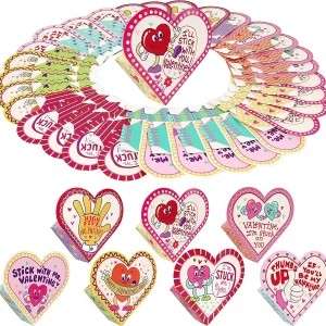 28Pcs Kids Valentine’s Cards with Toys in Boxes-Classroom Exchange Gifts