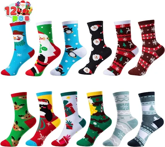 12pcs Soft Cotton Warm Christmas Socks
