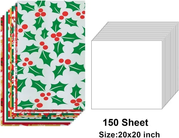 150pcs Christmas Solid Kraft Tissue Paper