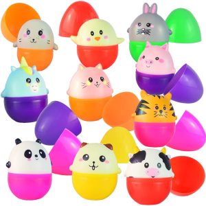 10 Pieces Cute Animal Squishy Filled Easter Eggs