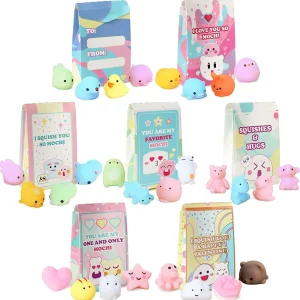 28Pcs Squishy Toys with Valentines Party Favor Bag